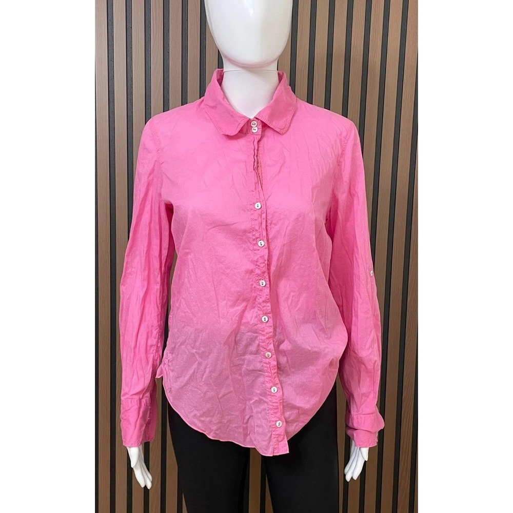 Sundance Cino Women's L Pink Button-Up‎ Cotton Shirt Casual Lightweight Work